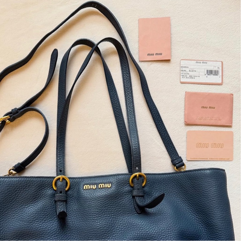 Miumiu肩背兩用包 牛皮 附保卡 附可拆斜背帶-17
