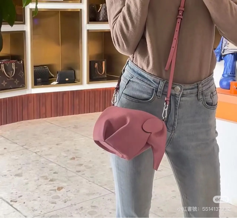 LOEWE 羅威 Elephant 糖果粉 大象造型 小牛皮 肩背包 側背包 斜背包 手提包-19
