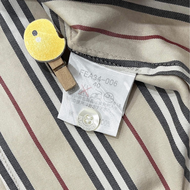 Burberry 倫敦 經典色直條戰馬七分袖襯杉-8