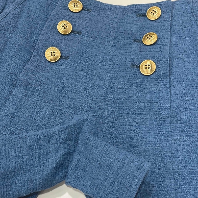 Burberry 藍標 雙排金扣花呢短褲-4