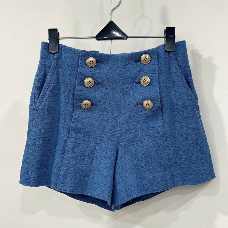 Burberry 藍標 雙排金扣花呢短褲-2