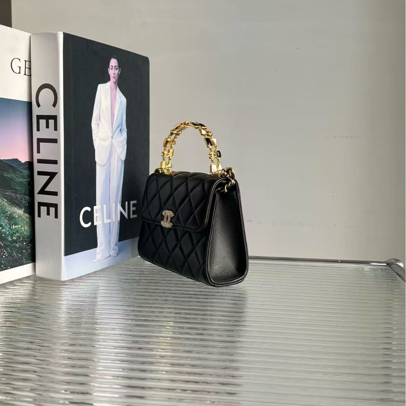 CHANEL/香奈兒復古琺瑯手柄菱格皮穿鍊羊皮 Kelly 包,尺寸14.5 × 11.5cm-2