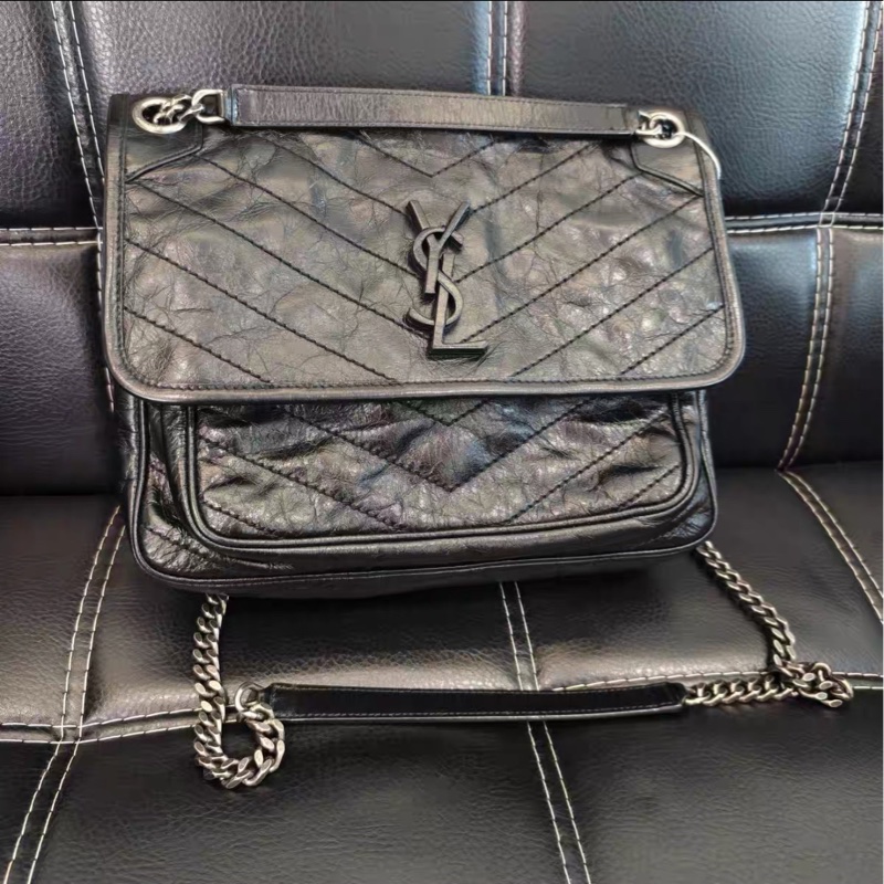 全網最低價😍Ysl聖羅蘭黑銀中號niki新款D扣單肩斜挎包-5