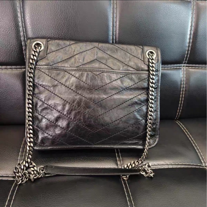 全網最低價😍Ysl聖羅蘭黑銀中號niki新款D扣單肩斜挎包-6