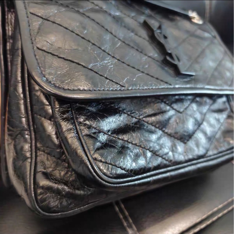 全網最低價😍Ysl聖羅蘭黑銀中號niki新款D扣單肩斜挎包-12