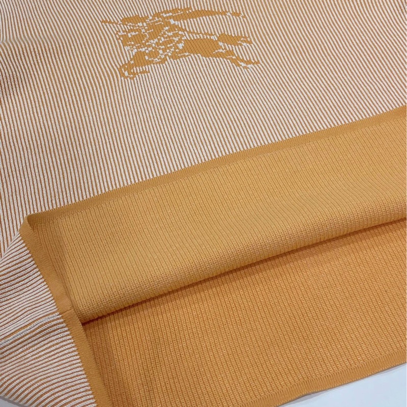 Burberry 倫敦 大戰馬坑條立領針織上衣 橘白-7