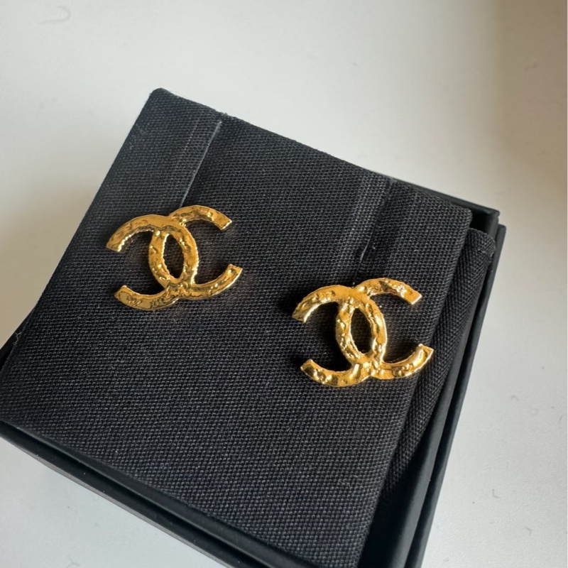 Chanel香奈兒復古金色雙Clogo耳環耳釘-2