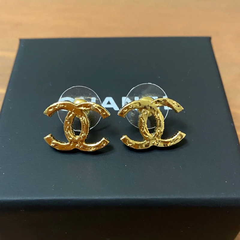 Chanel香奈兒復古金色雙Clogo耳環耳釘-4