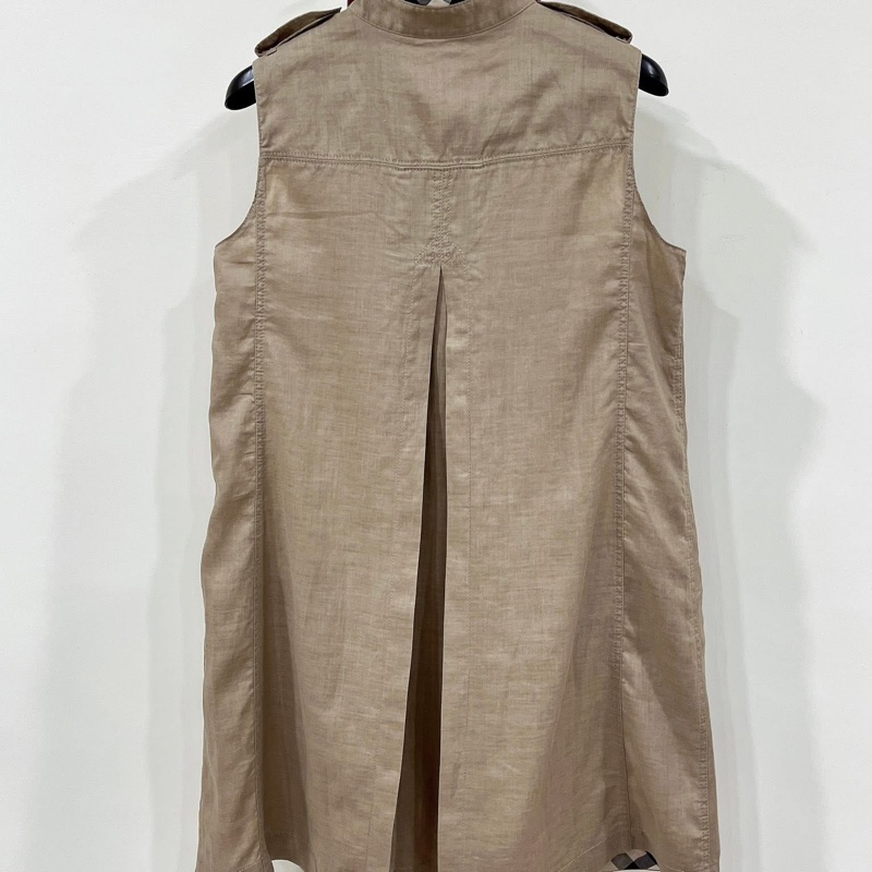 Burberry 倫敦 肩扣格紋A字型口袋洋裝-1