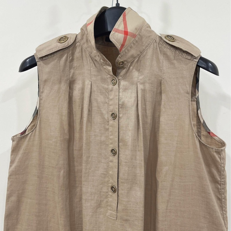 Burberry 倫敦 肩扣格紋A字型口袋洋裝-3