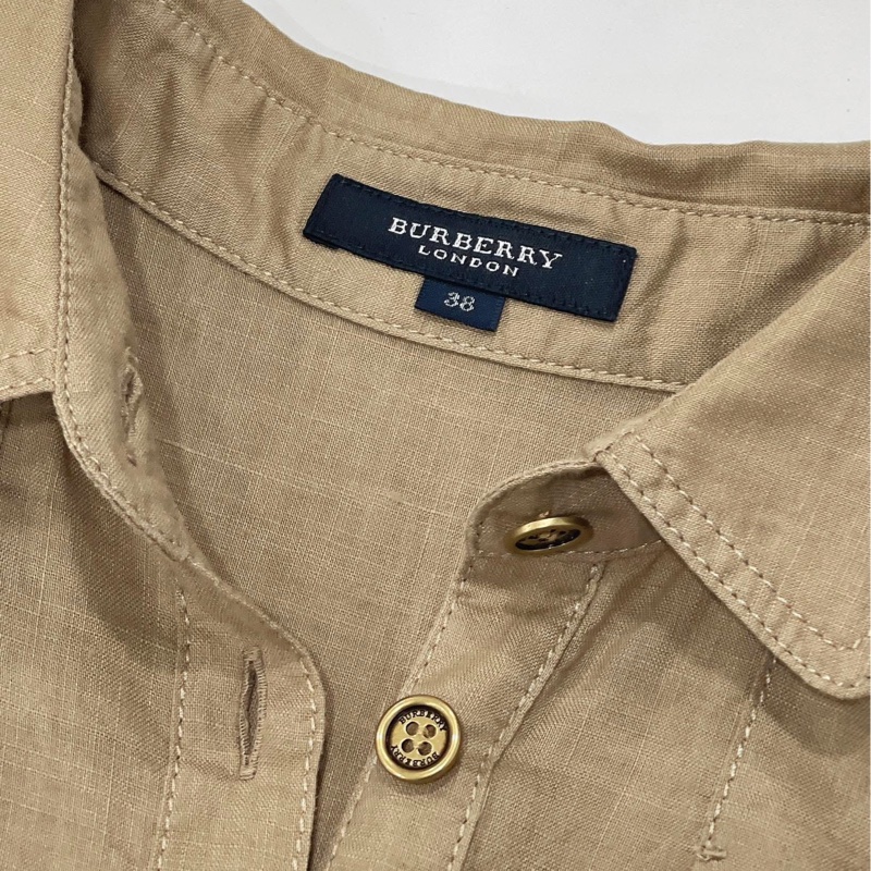 Burberry 倫敦 肩扣格紋A字型口袋洋裝-8