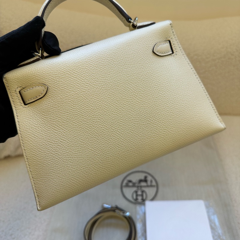 愛馬仕 hermes minikelly二代奶昔白銀扣!Epsom皮,銀扣-7