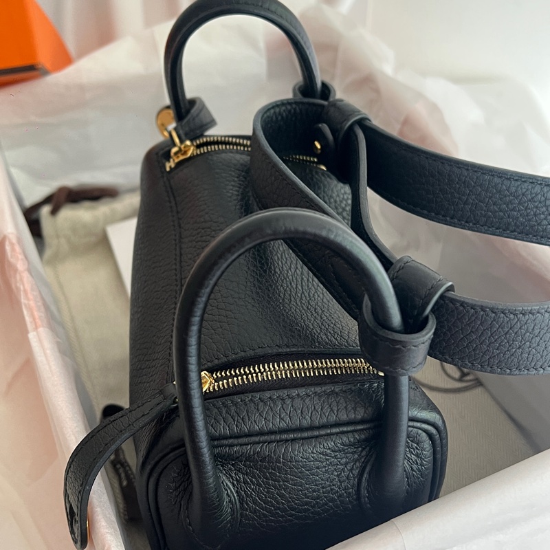 Hermes mini Lindy TC皮 一代 黑金-10
