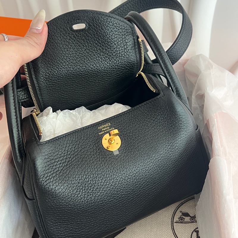 Hermes mini Lindy TC皮 一代 黑金-12