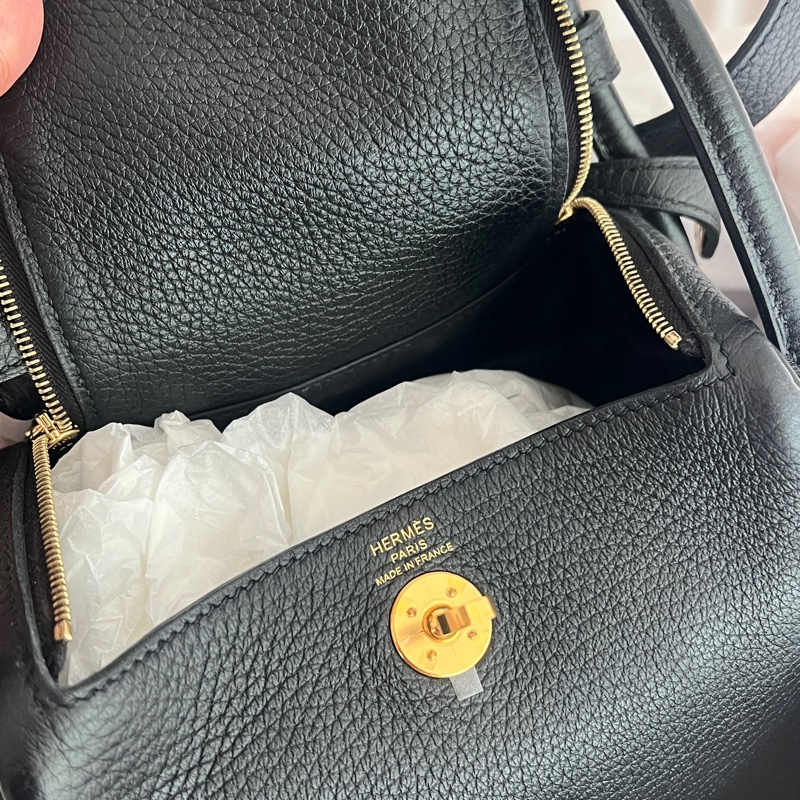 Hermes mini Lindy TC皮 一代 黑金-13