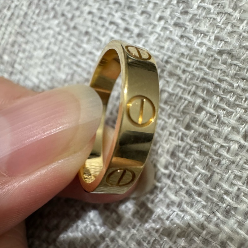 Cartier LOVE 系列 18K黃金窄版戒指 💍 50號 23年台北購證-2