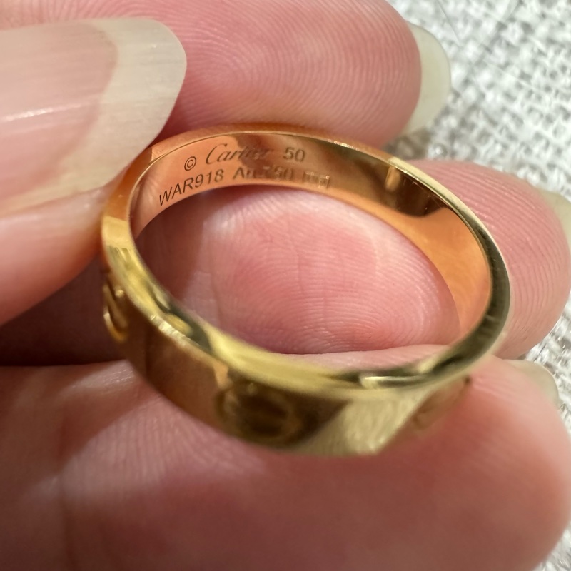 Cartier LOVE 系列 18K黃金窄版戒指 💍 50號 23年台北購證-8