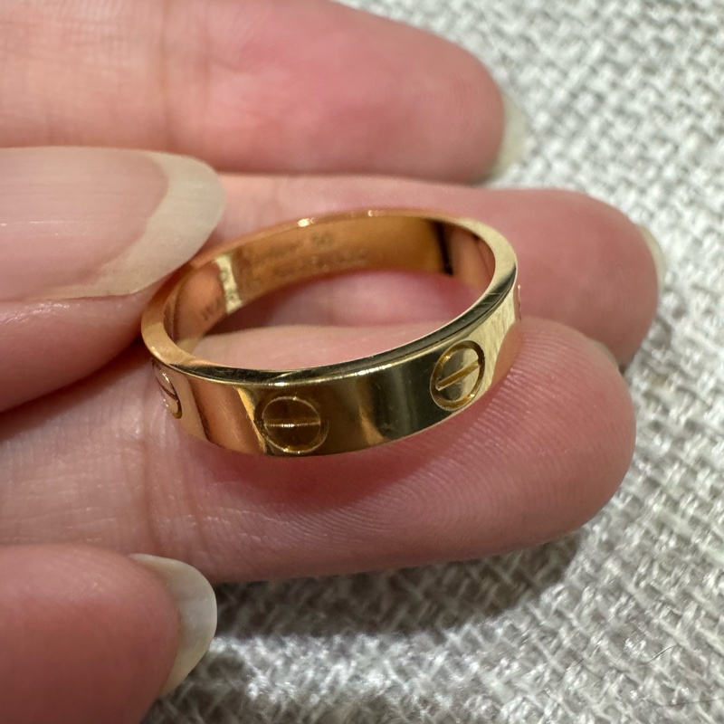 Cartier LOVE 系列 18K黃金窄版戒指 💍 50號 23年台北購證-9