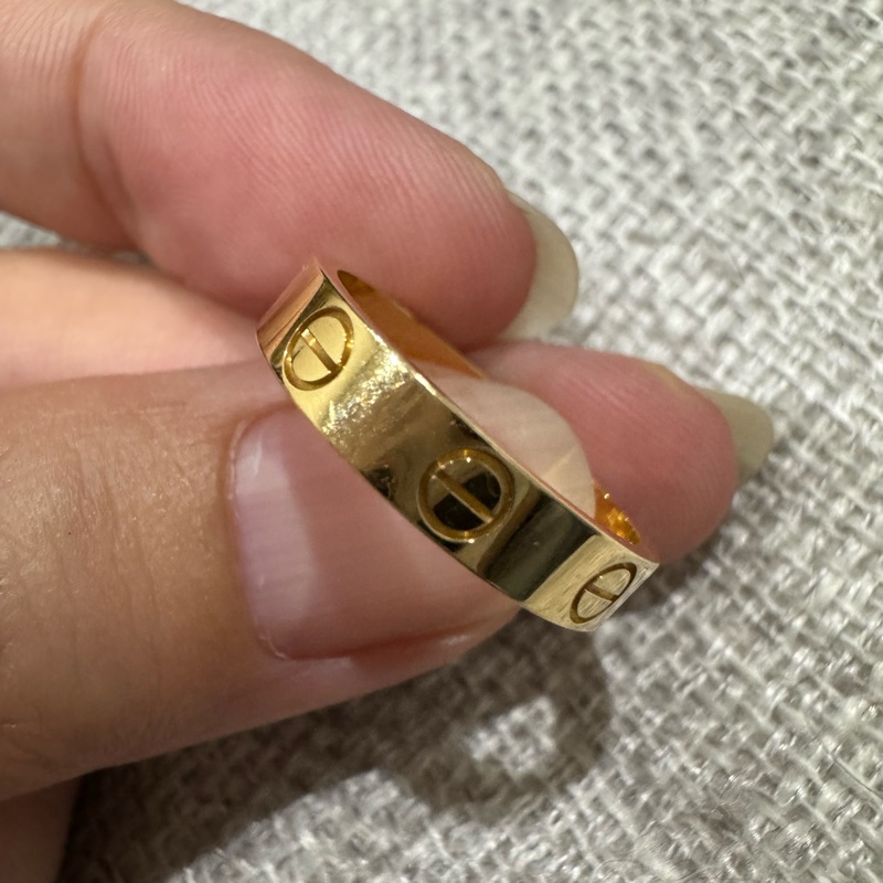 Cartier LOVE 系列 18K黃金窄版戒指 💍 50號 23年台北購證-10