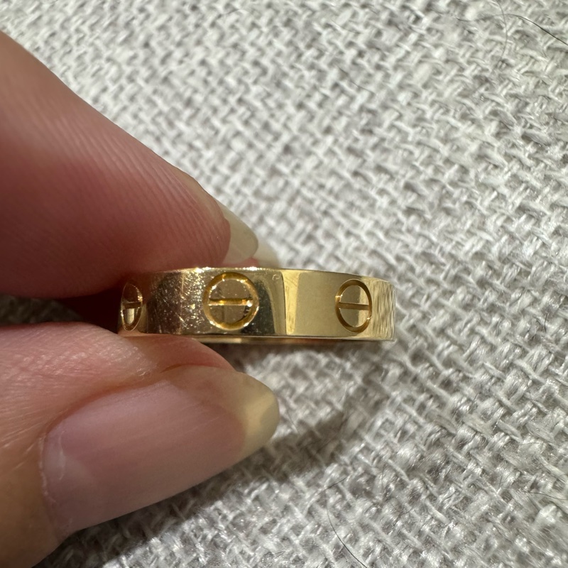 Cartier LOVE 系列 18K黃金窄版戒指 💍 50號 23年台北購證-11