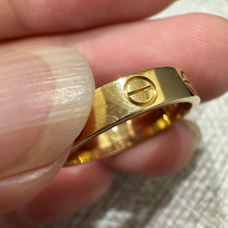 Cartier LOVE 系列 18K黃金窄版戒指 💍 50號 23年台北購證-12
