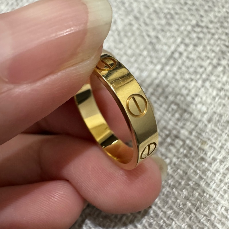 Cartier LOVE 系列 18K黃金窄版戒指 💍 50號 23年台北購證-13