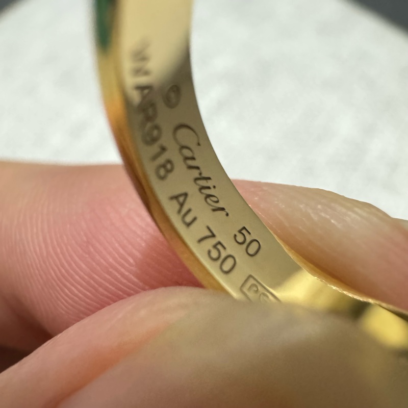 Cartier LOVE 系列 18K黃金窄版戒指 💍 50號 23年台北購證-14