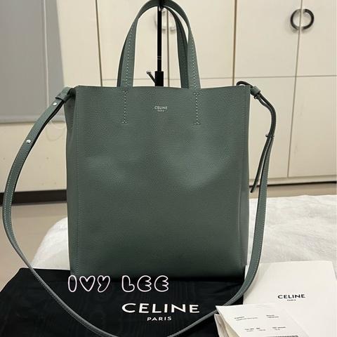 Celine 2-Way Vertical Cabas 托特包 斜背包 直立式 手提 綠色 正品 二手精品