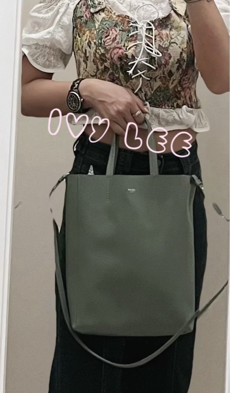 Celine 2-Way Vertical Cabas 托特包 斜背包 直立式 手提 綠色 正品 二手精品-30