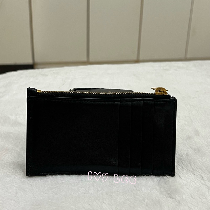 SAINT LAURENT 金銀雙色 LOGO 611558 零錢包 黑 卡夾包 經典黑 正品 二手精品-1