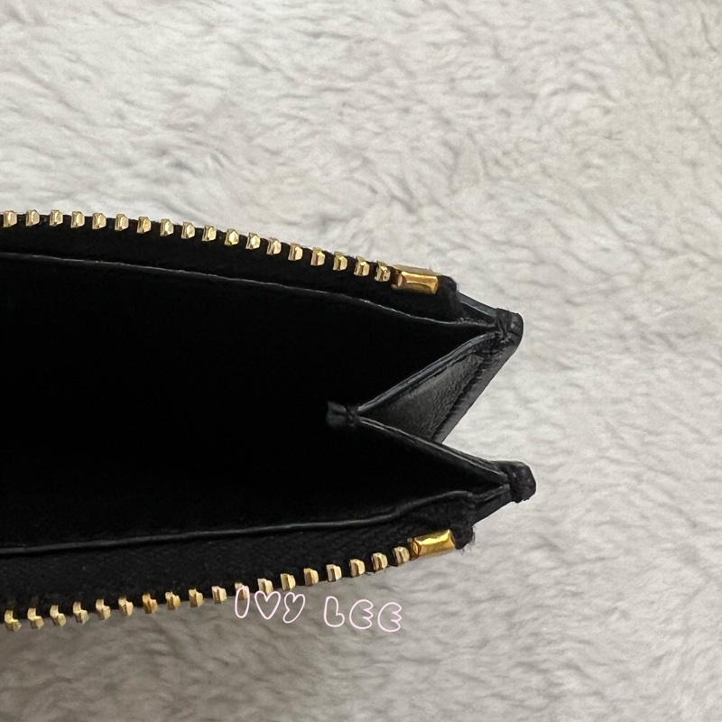 SAINT LAURENT 金銀雙色 LOGO 611558 零錢包 黑 卡夾包 經典黑 正品 二手精品-4