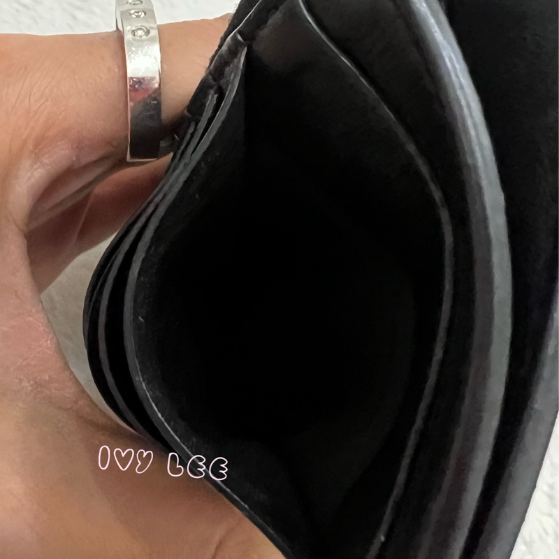 SAINT LAURENT 金銀雙色 LOGO 611558 零錢包 黑 卡夾包 經典黑 正品 二手精品-8