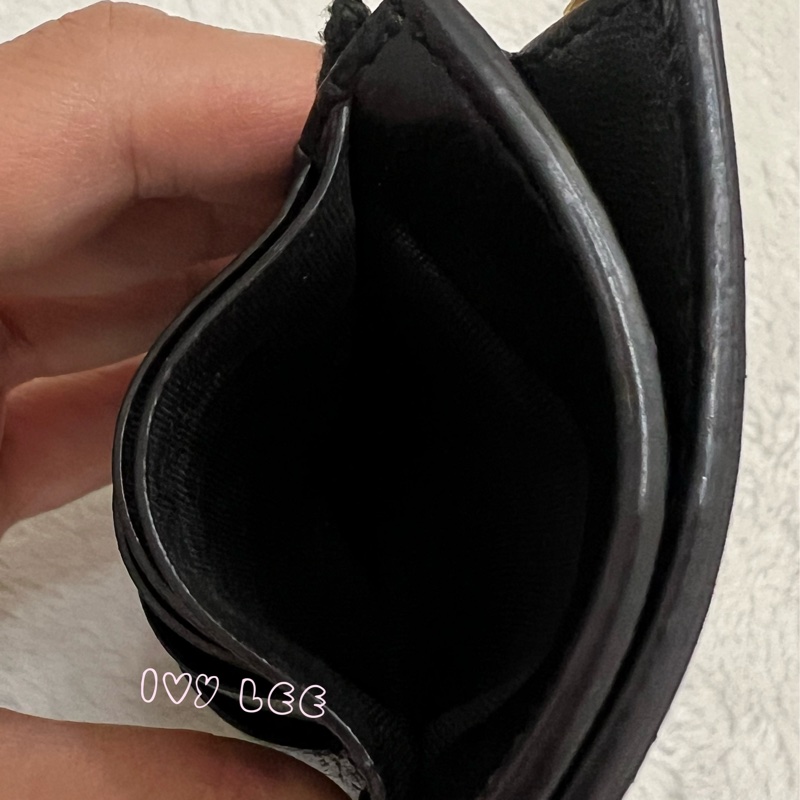 SAINT LAURENT 金銀雙色 LOGO 611558 零錢包 黑 卡夾包 經典黑 正品 二手精品-9