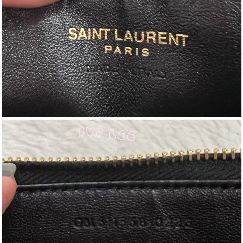 SAINT LAURENT 金銀雙色 LOGO 611558 零錢包 黑 卡夾包 經典黑 正品 二手精品-11
