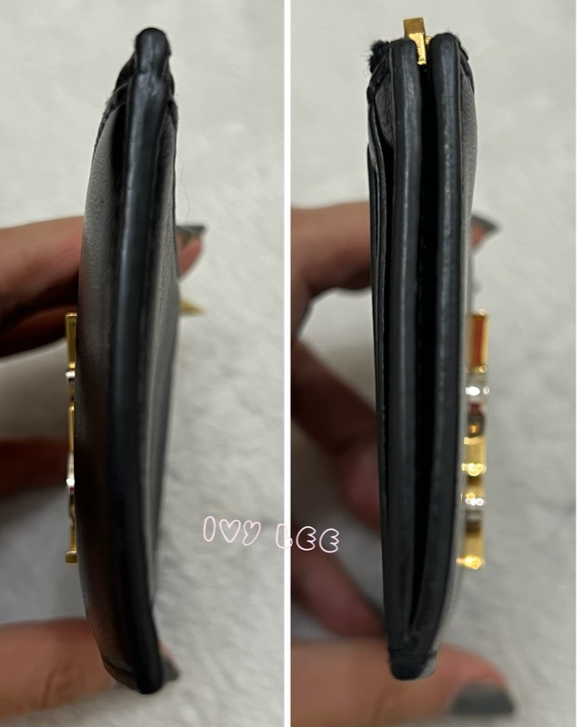 SAINT LAURENT 金銀雙色 LOGO 611558 零錢包 黑 卡夾包 經典黑 正品 二手精品-12