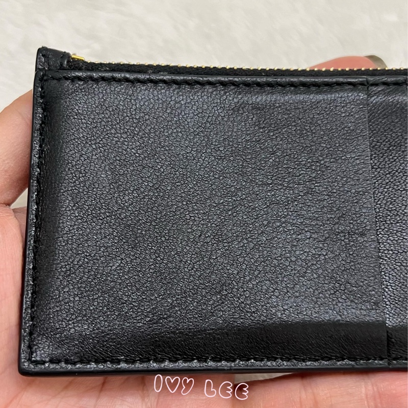 SAINT LAURENT 金銀雙色 LOGO 611558 零錢包 黑 卡夾包 經典黑 正品 二手精品-13