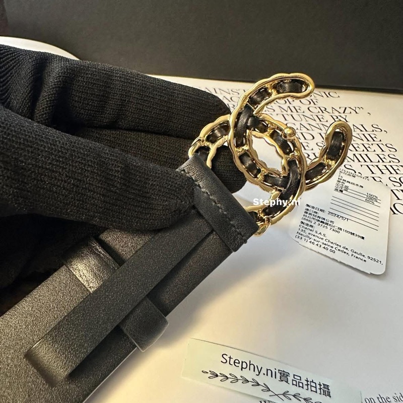 售出囉✖️拍拍最美_香奈兒經典雙C logo皮帶黑x金/size75🖤-13