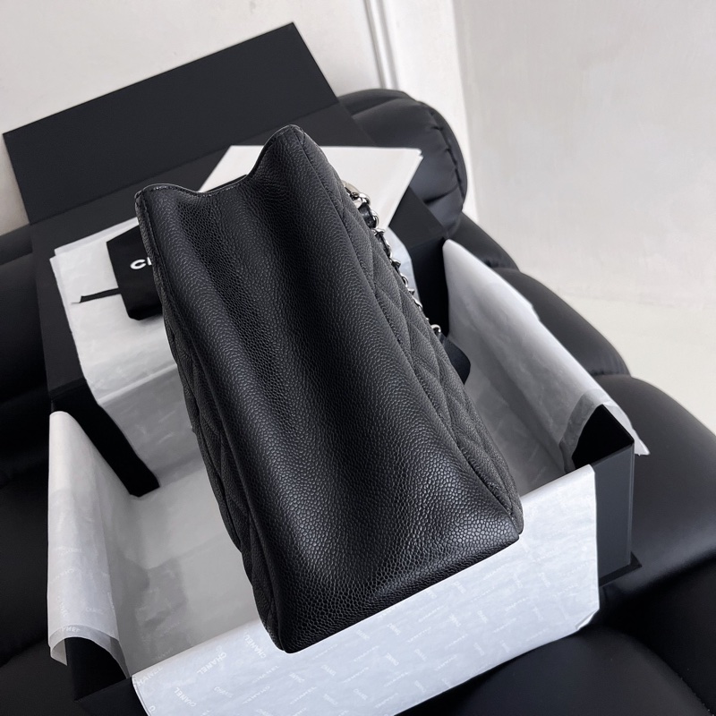 【近新閒置品】Chanel 香奈兒 gst 黑銀 荔枝紋皮15開肩背鏈條包-4