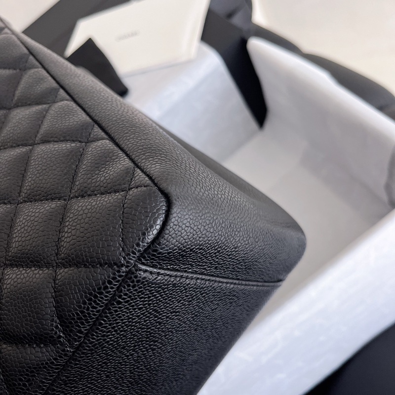 【近新閒置品】Chanel 香奈兒 gst 黑銀 荔枝紋皮15開肩背鏈條包-6