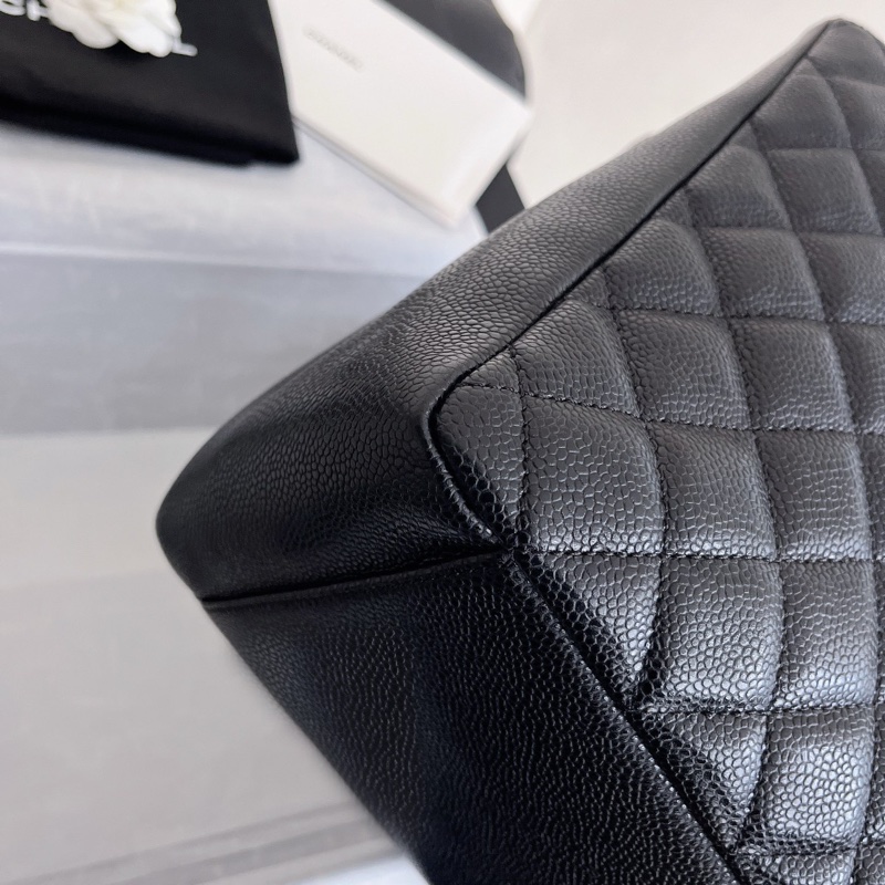 【近新閒置品】Chanel 香奈兒 gst 黑銀 荔枝紋皮15開肩背鏈條包-7