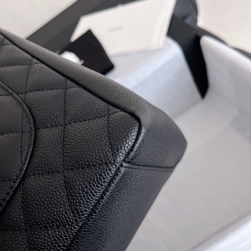 【近新閒置品】Chanel 香奈兒 gst 黑銀 荔枝紋皮15開肩背鏈條包-8