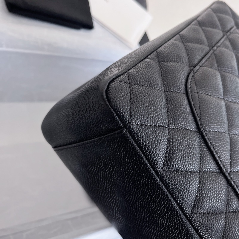 【近新閒置品】Chanel 香奈兒 gst 黑銀 荔枝紋皮15開肩背鏈條包-9