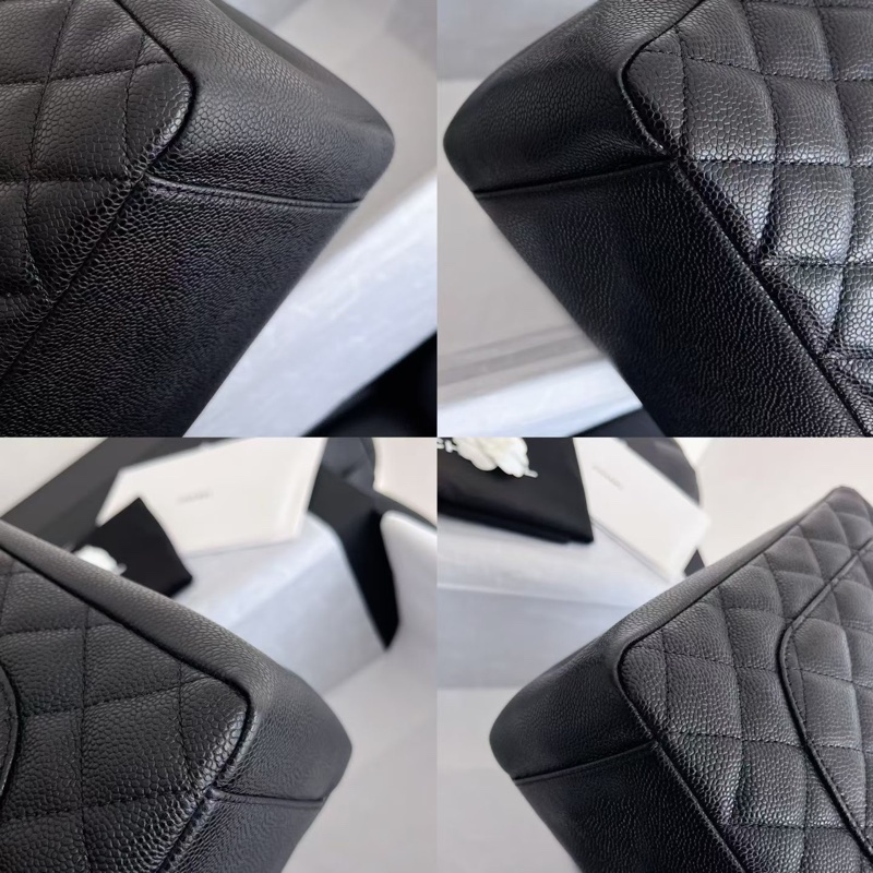 【近新閒置品】Chanel 香奈兒 gst 黑銀 荔枝紋皮15開肩背鏈條包-10