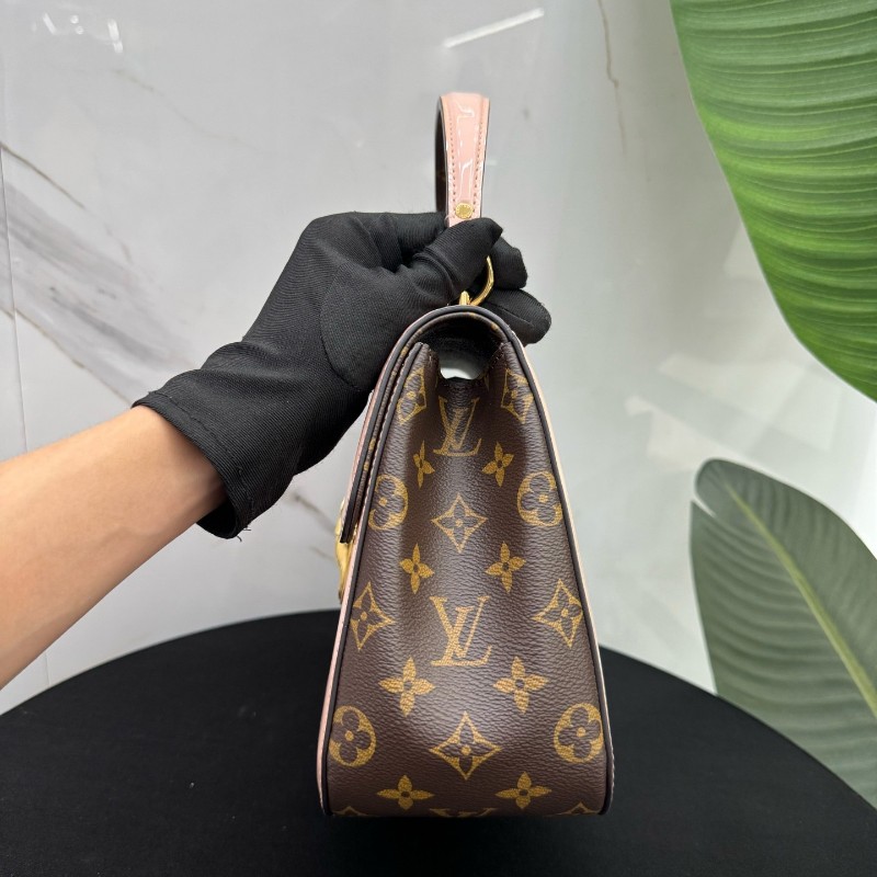 Louis Vuitton Cherrywood PM 櫻花粉漆皮拼老花手提包 肩背包斜背包-3