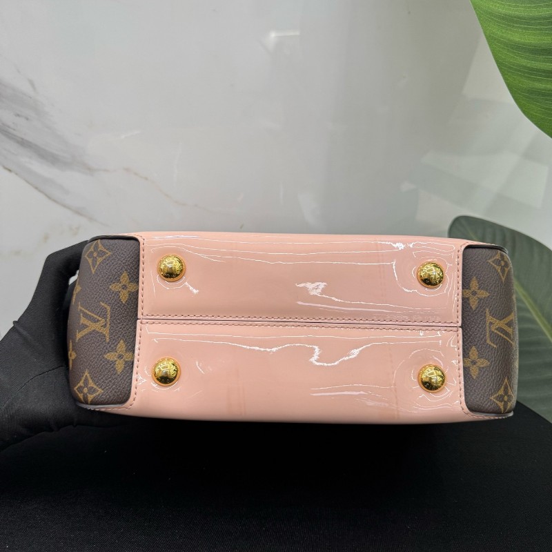 Louis Vuitton Cherrywood PM 櫻花粉漆皮拼老花手提包 肩背包斜背包-4