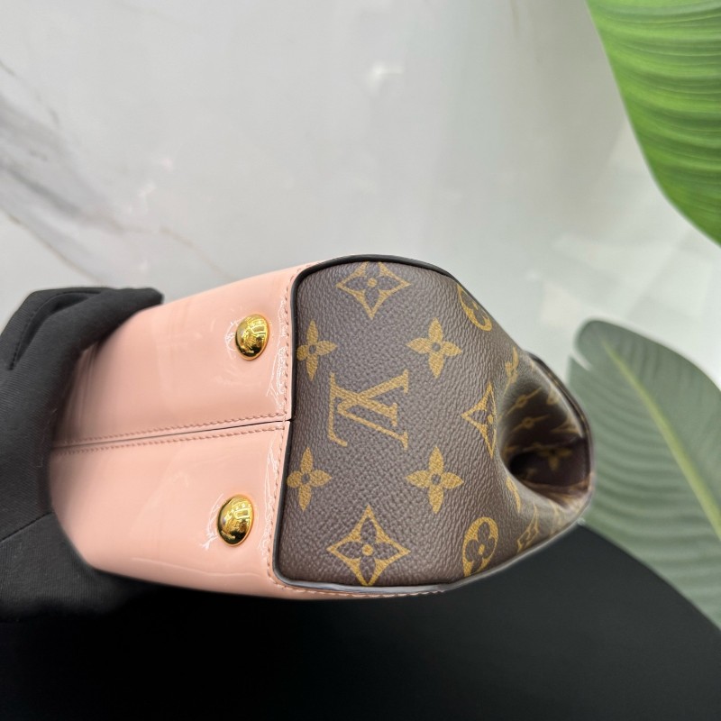 Louis Vuitton Cherrywood PM 櫻花粉漆皮拼老花手提包 肩背包斜背包-8