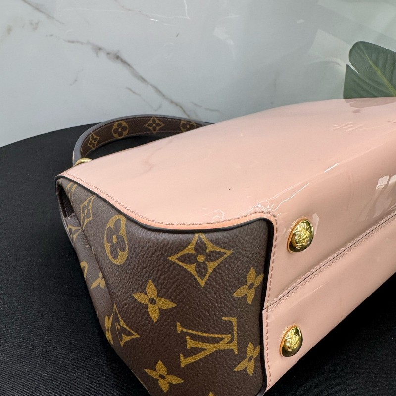 Louis Vuitton Cherrywood PM 櫻花粉漆皮拼老花手提包 肩背包斜背包-9