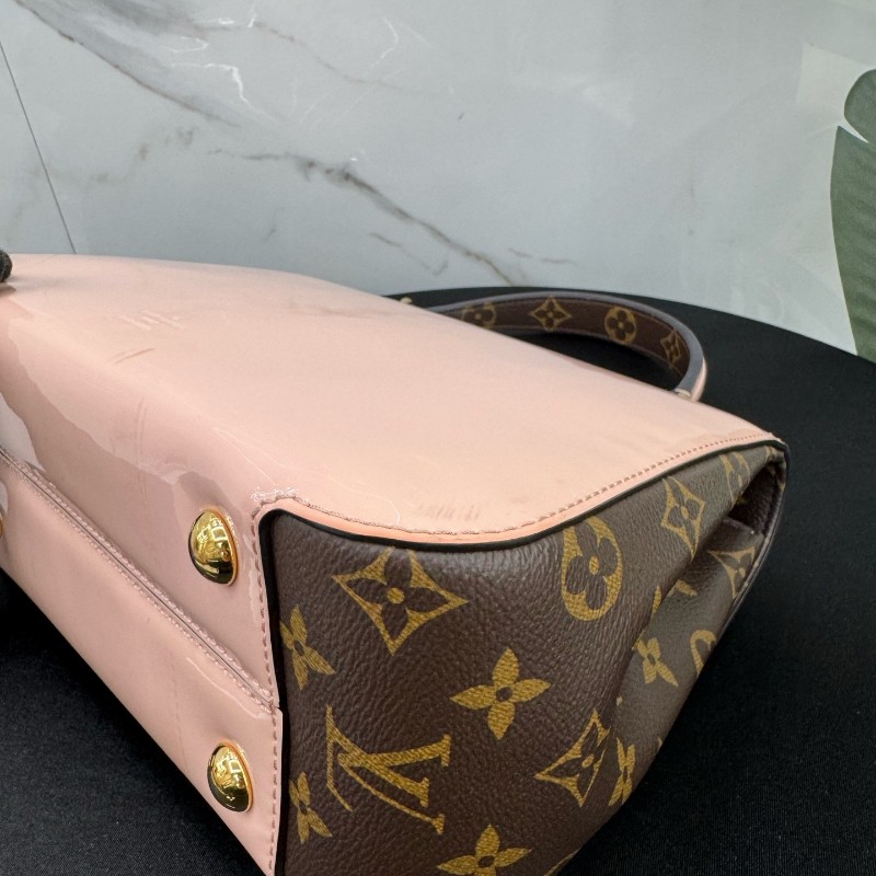 Louis Vuitton Cherrywood PM 櫻花粉漆皮拼老花手提包 肩背包斜背包-10