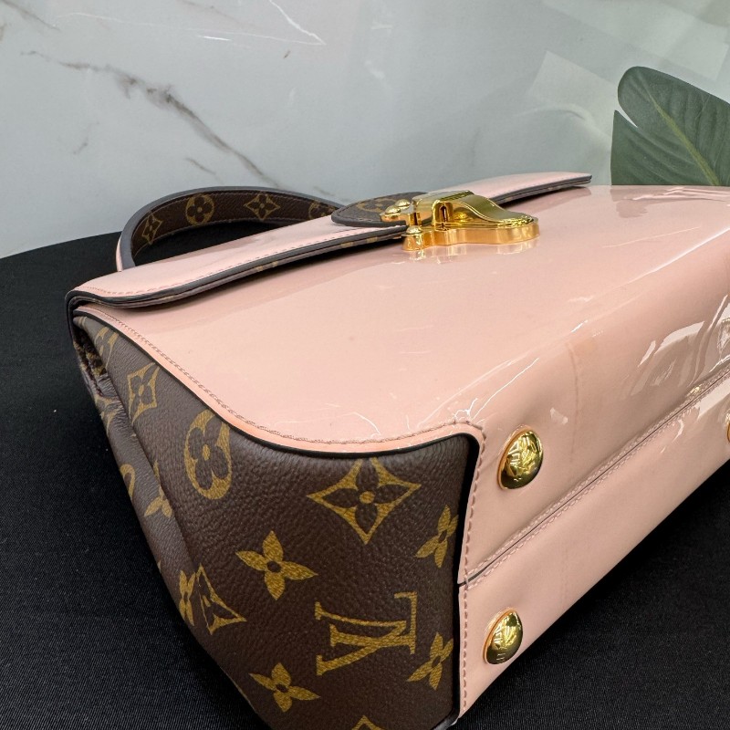 Louis Vuitton Cherrywood PM 櫻花粉漆皮拼老花手提包 肩背包斜背包-11