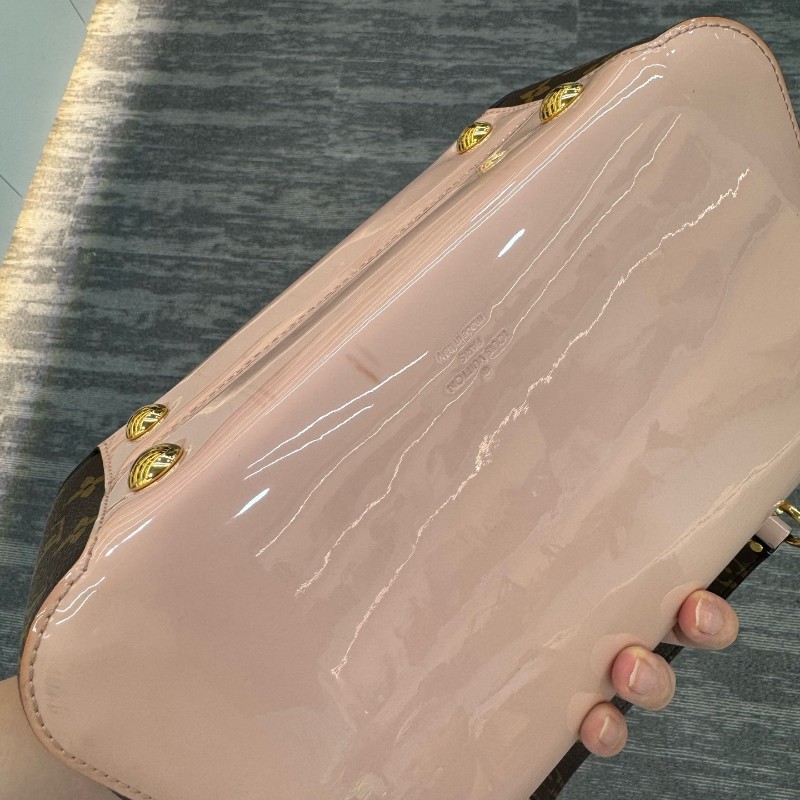 Louis Vuitton Cherrywood PM 櫻花粉漆皮拼老花手提包 肩背包斜背包-14